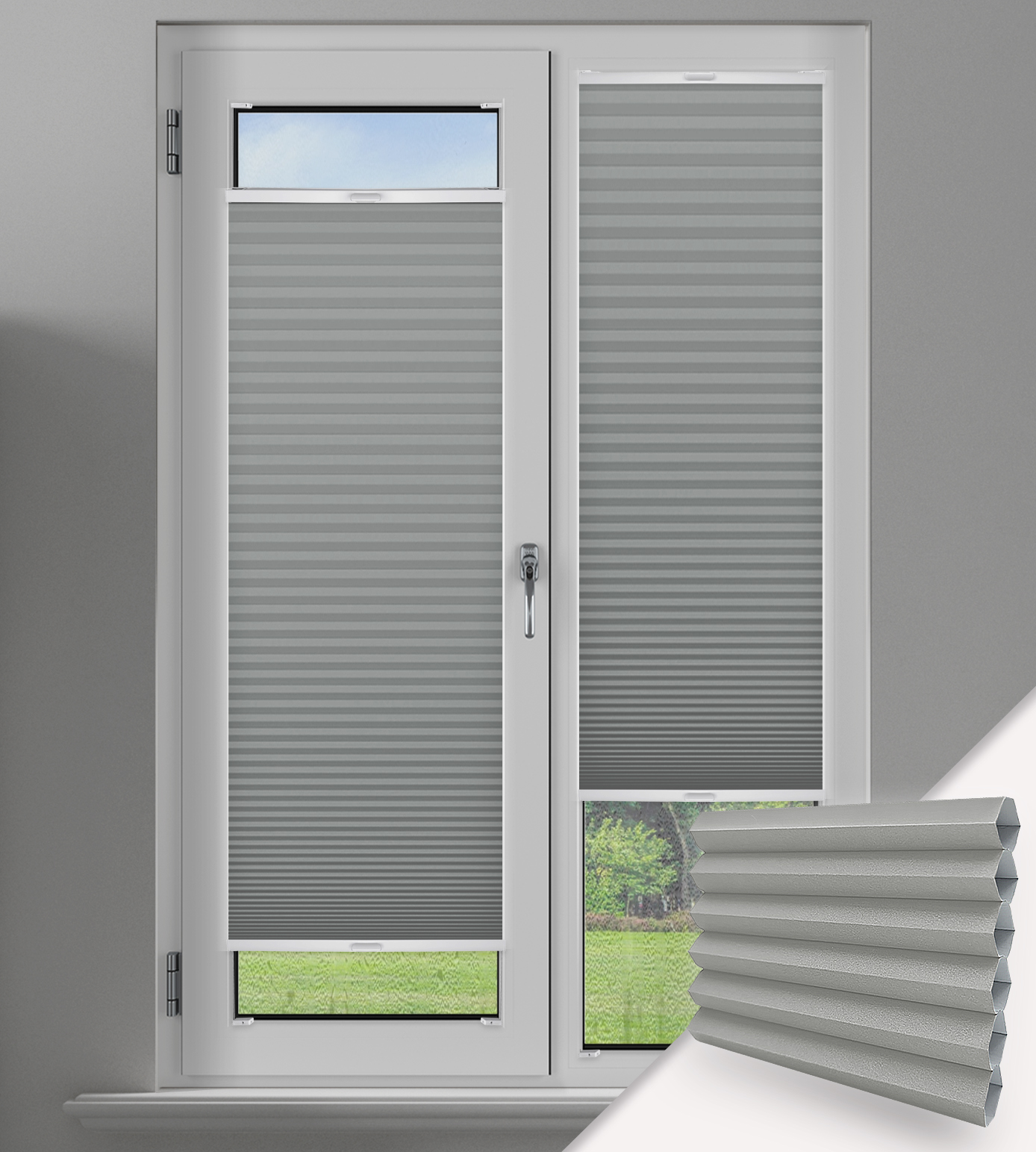 Pleated Perfectly Fitted Frameless Blind - Blackout Honeycomb Lexi Dove Grey