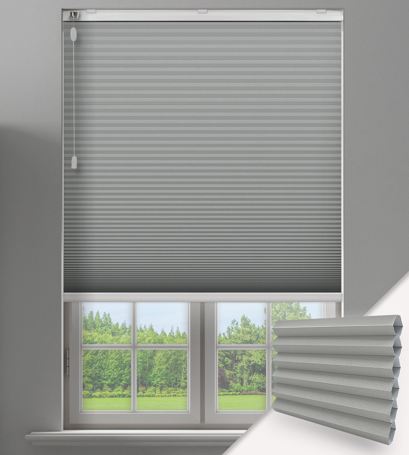 Pleated Free-Hanging Blind - Blackout Honeycomb Lexi Dove Grey