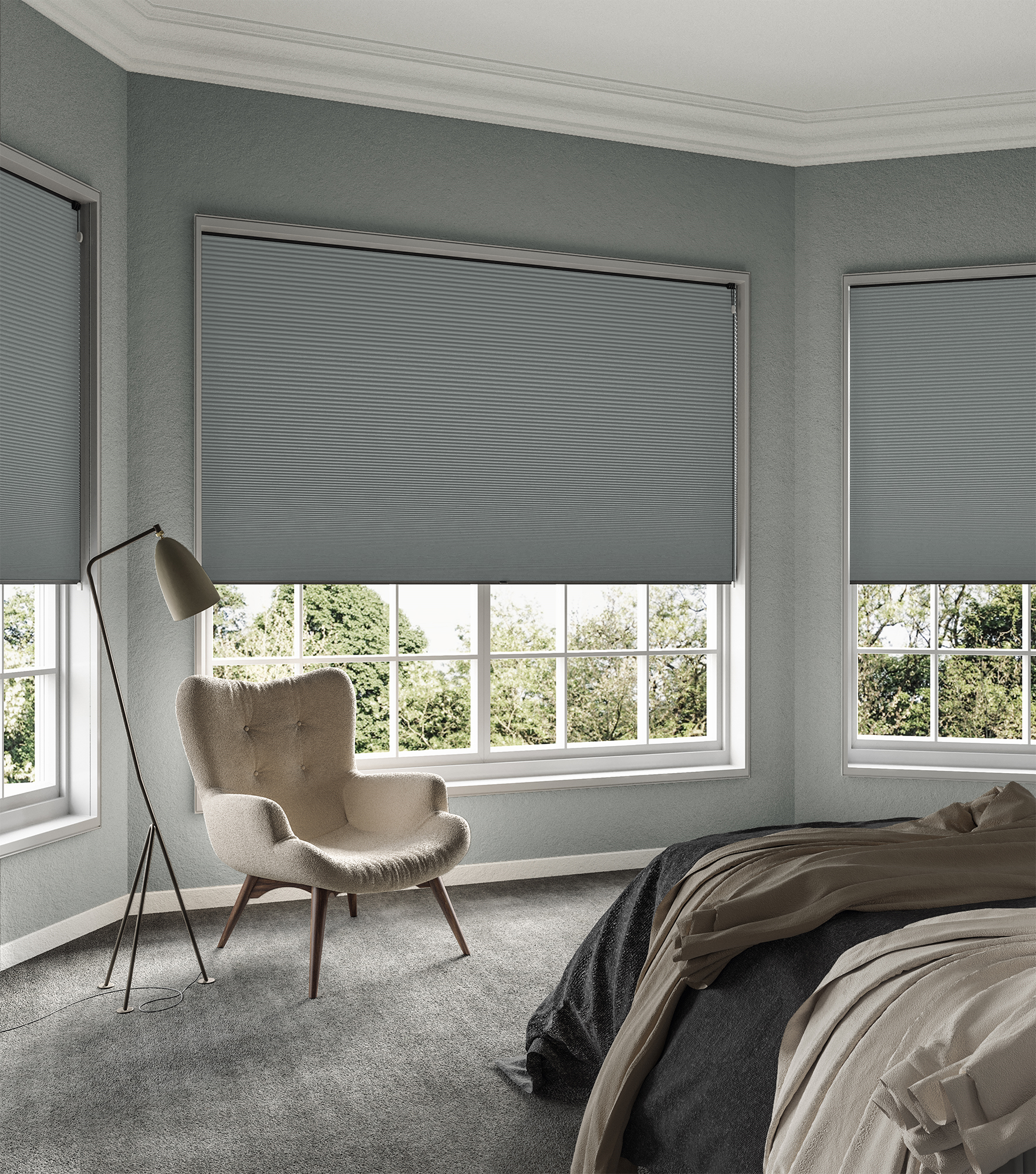 Pleated Free-Hanging Blind - Blackout Honeycomb Lexi Dove Grey - Image 4