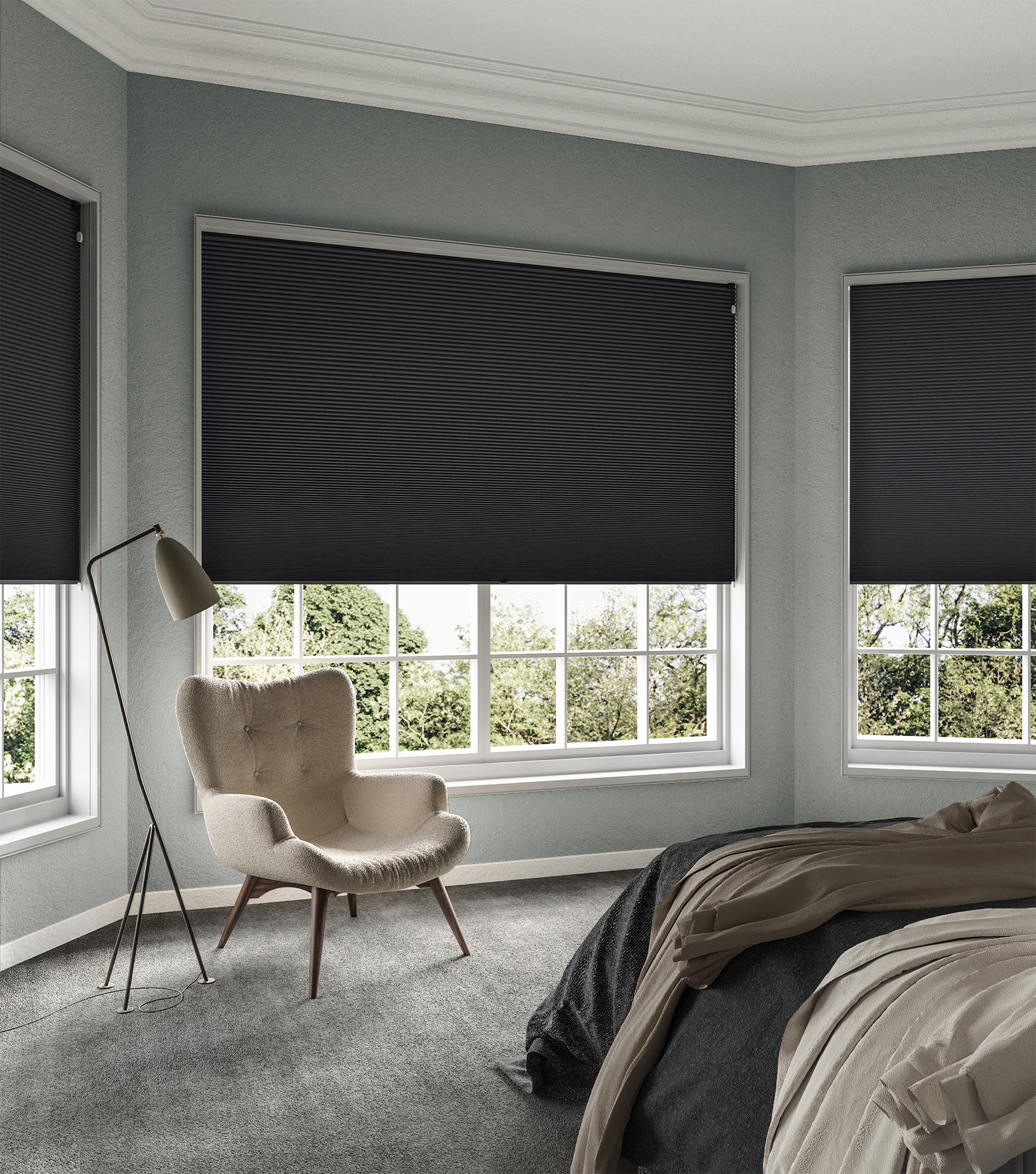 Pleated Free-Hanging Blind - Blackout Honeycomb Lexi Onyx Black - Image 4