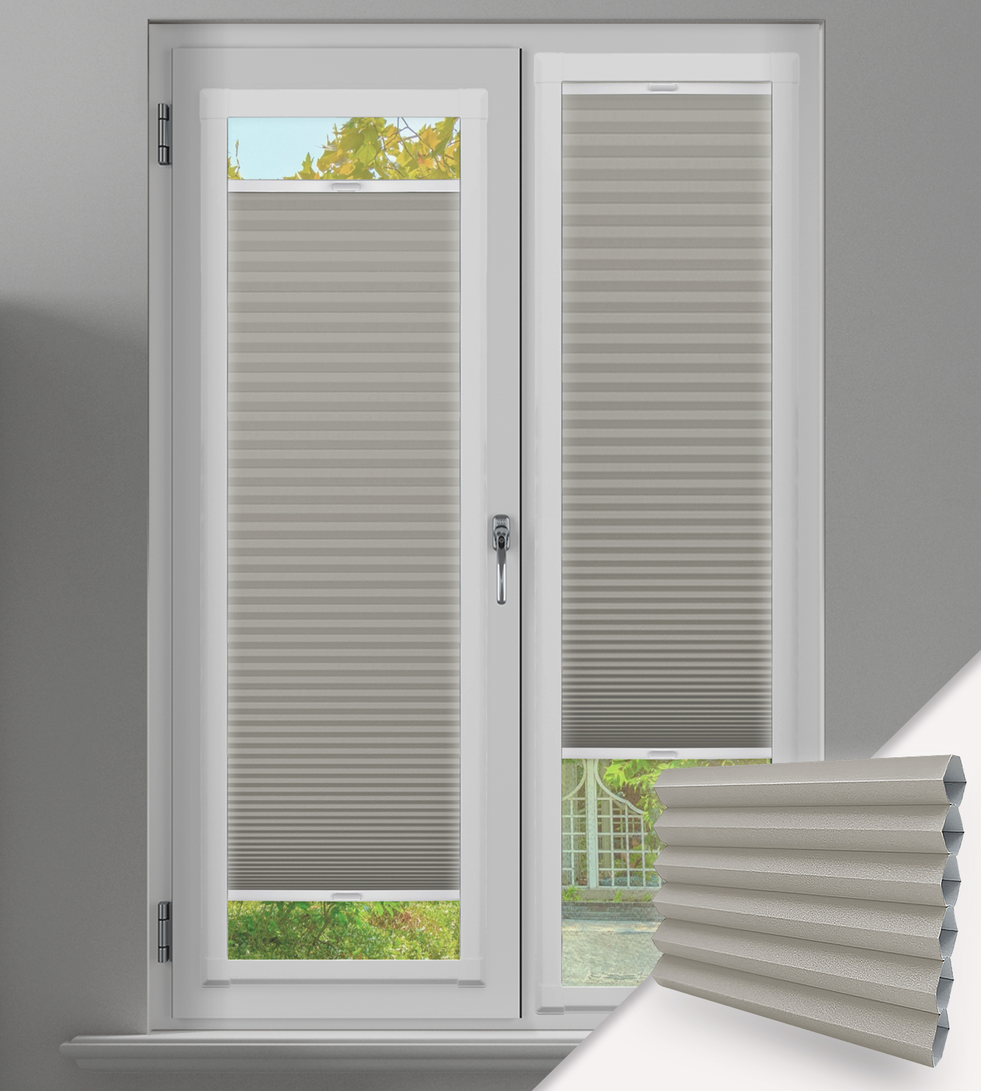 Perfect Fit Frame Pleated Blind - Blackout Honeycomb Lexi Taupe Beige