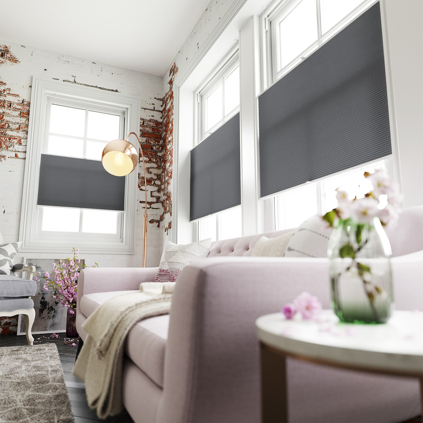Pleated Perfectly Fitted Frameless Blind - Honeycomb Lexi Grey - Image 5