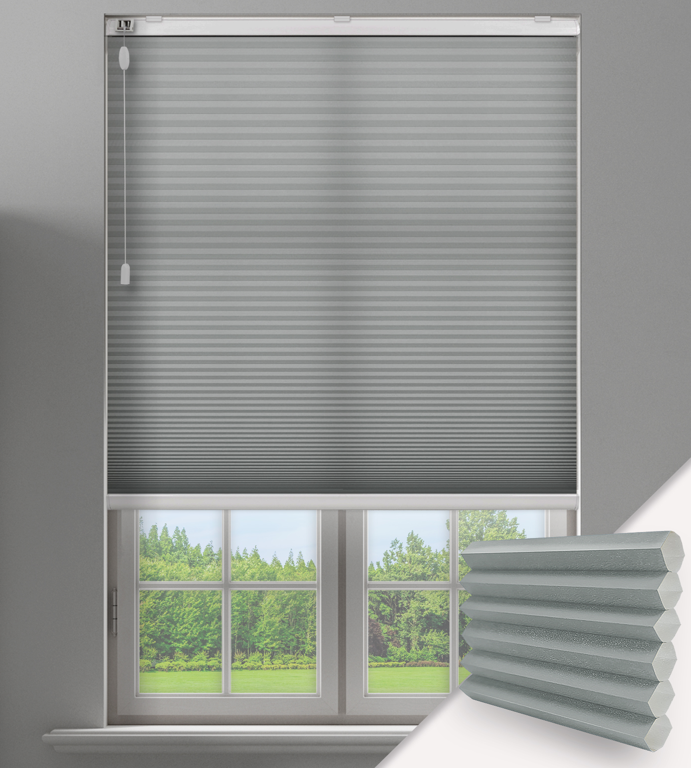 Pleated Free-Hanging Blind - Honeycomb Lexi Dove Grey