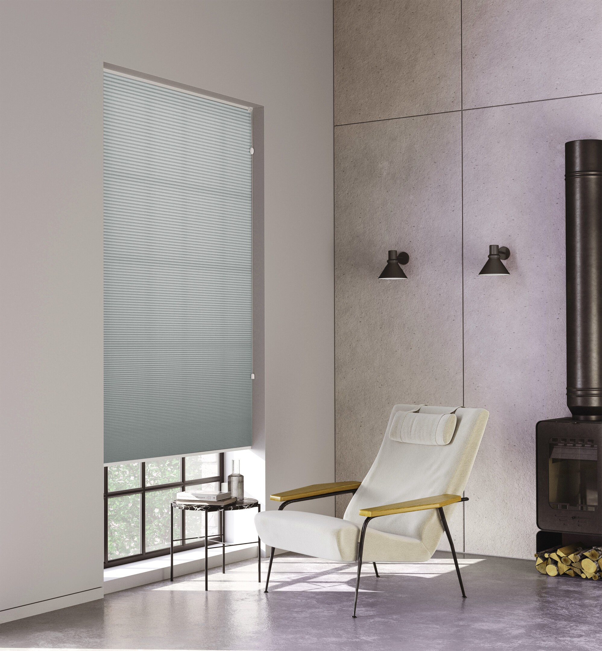 Pleated Free-Hanging Blind - Honeycomb Lexi Dove Grey - Image 4