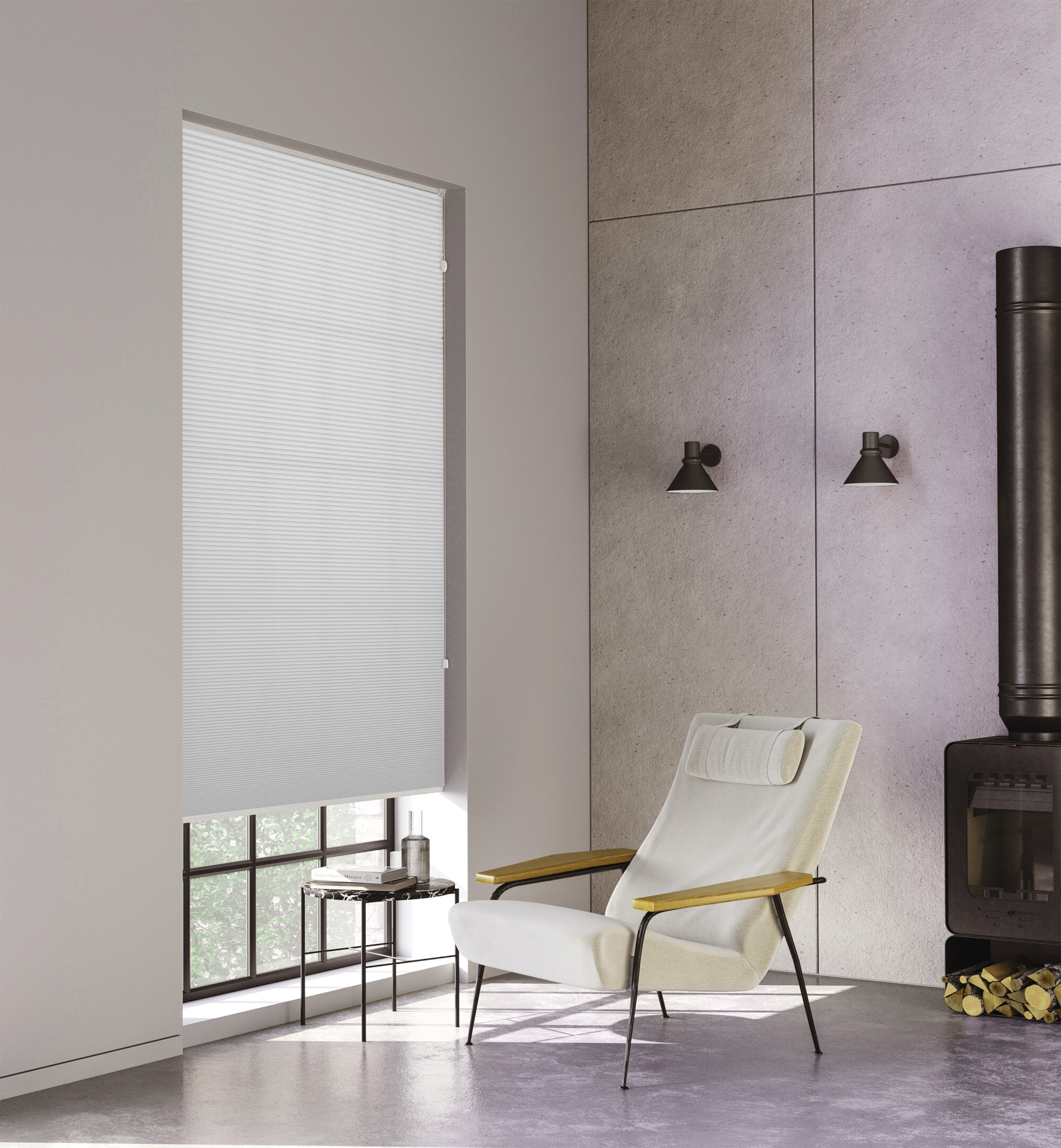 Pleated Free-Hanging Blind - Honeycomb Lexi White - Image 4