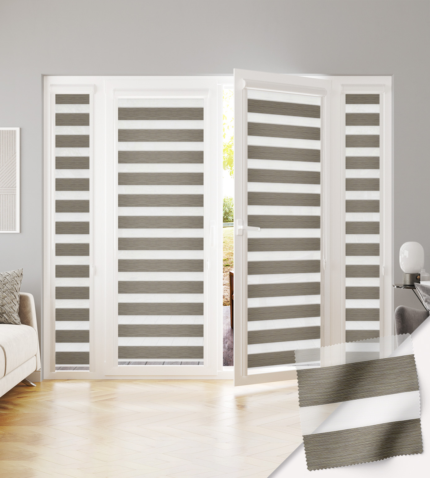 Perfectly Fitted Day & Night Blind - Zafira Dark Beige