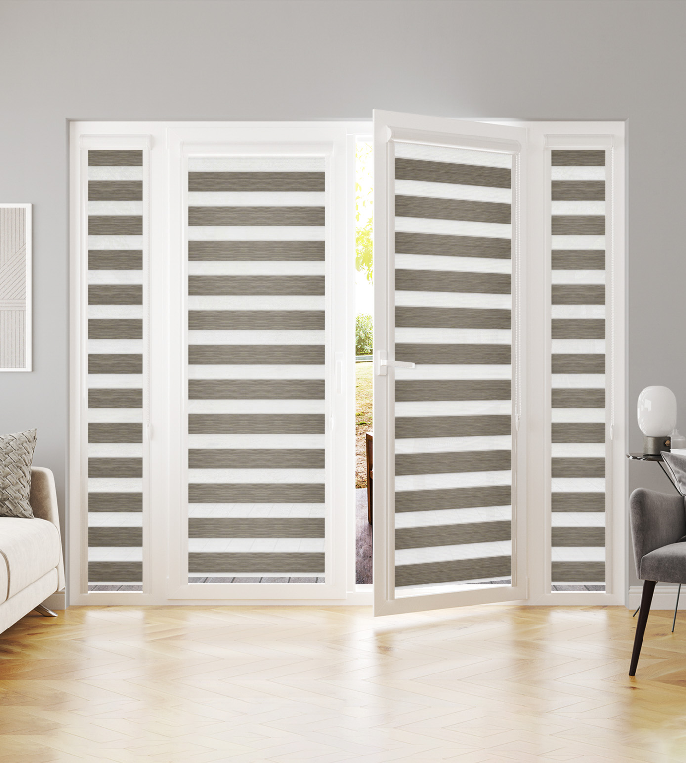 Perfectly Fitted Day & Night Blind - Zafira Dark Beige - Image 2