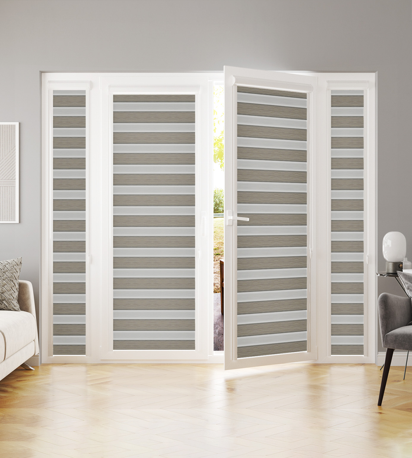 Perfectly Fitted Day & Night Blind - Zafira Dark Beige - Image 3