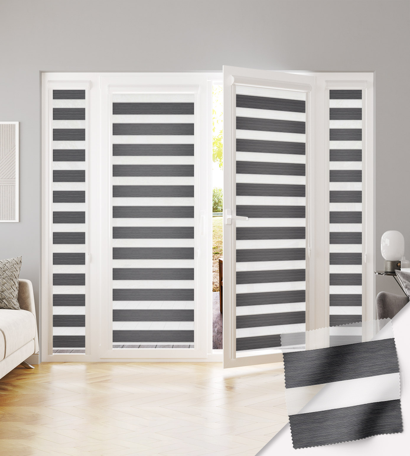 Perfectly Fitted Day & Night Blind - Zafira Pencil Grey