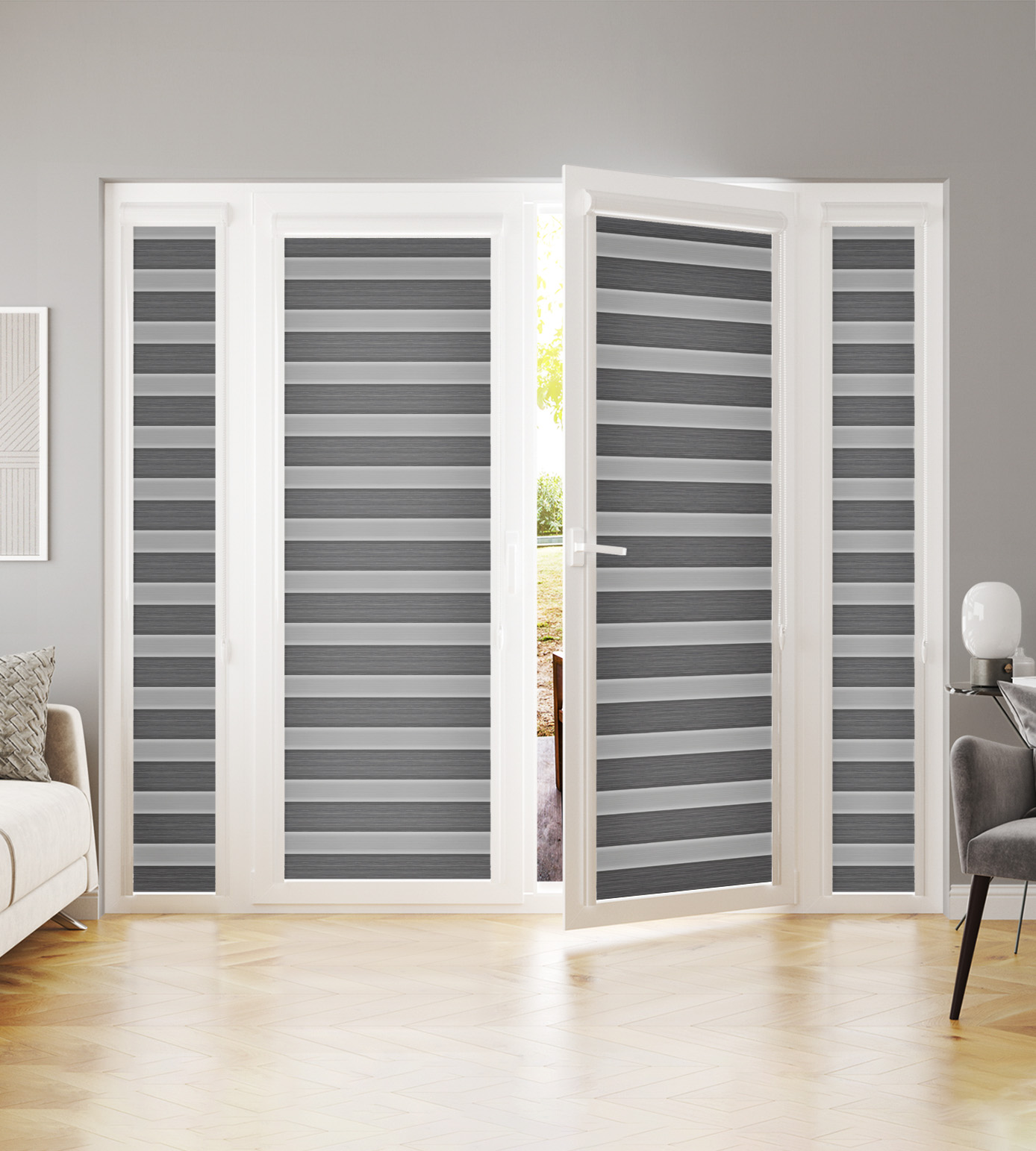 Perfectly Fitted Day & Night Blind - Zafira Pencil Grey - Image 3