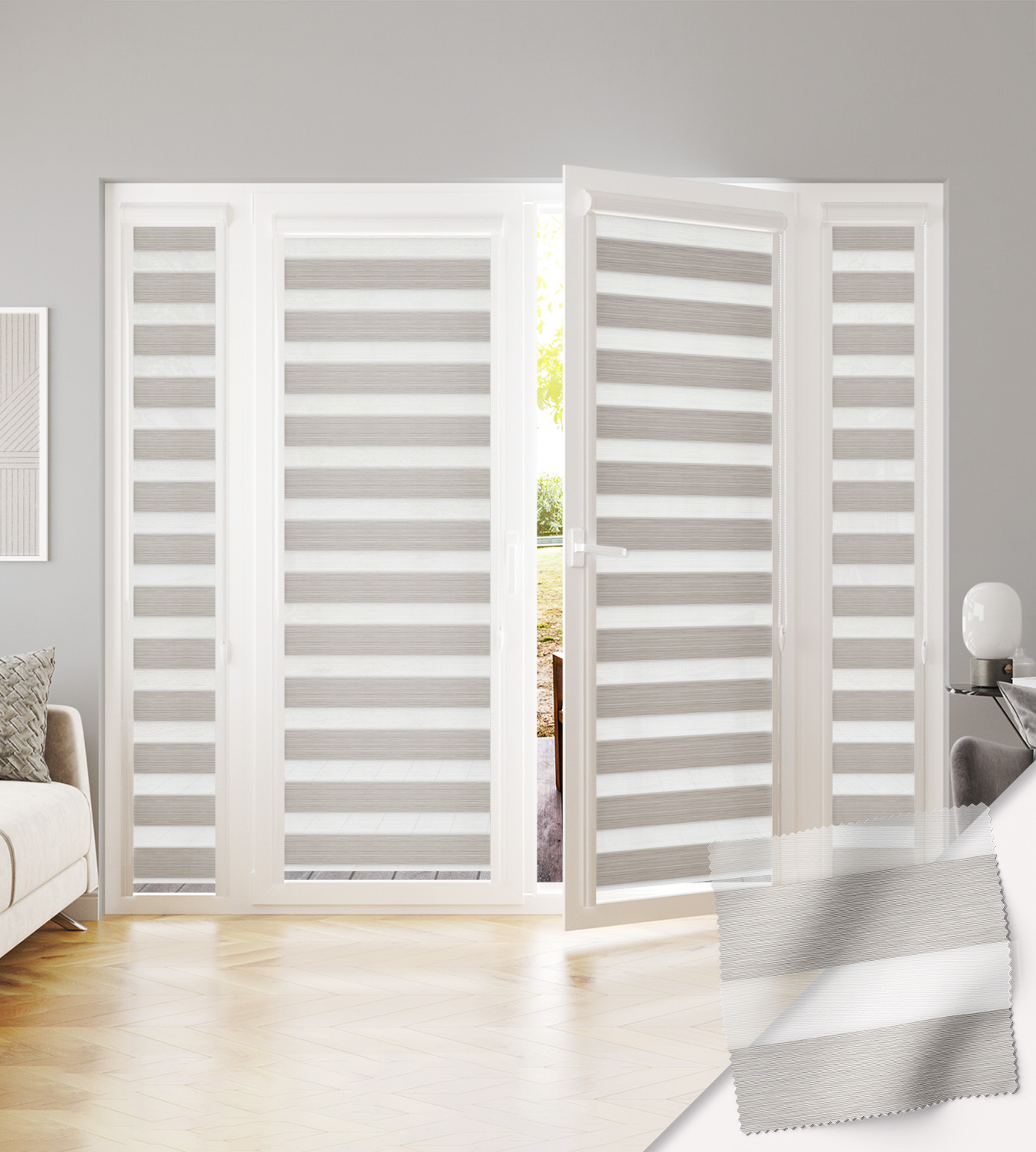 Perfectly Fitted Day & Night Blind - Zafira Light Silver Beige