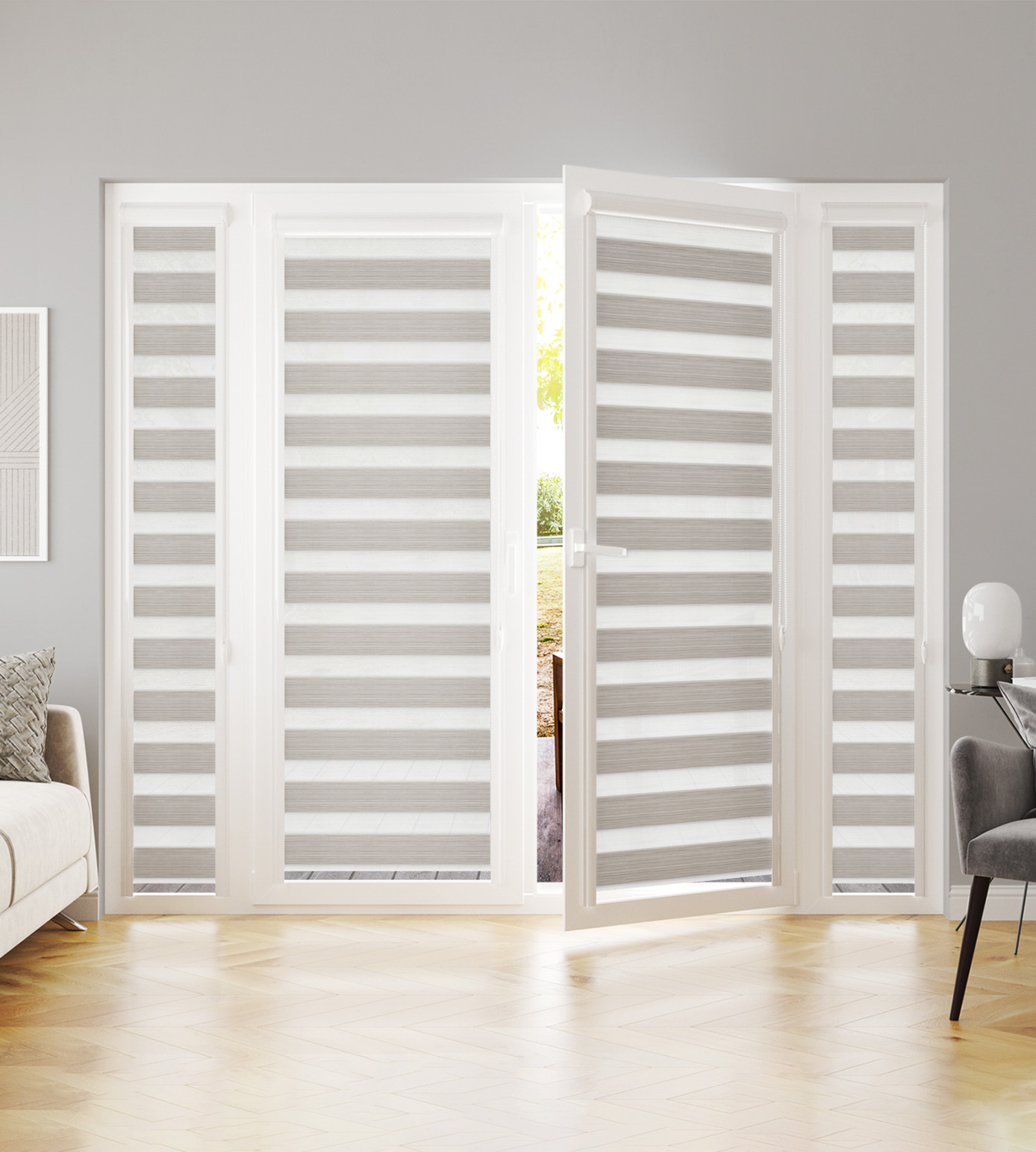Perfectly Fitted Day & Night Blind - Zafira Light Silver Beige - Image 2