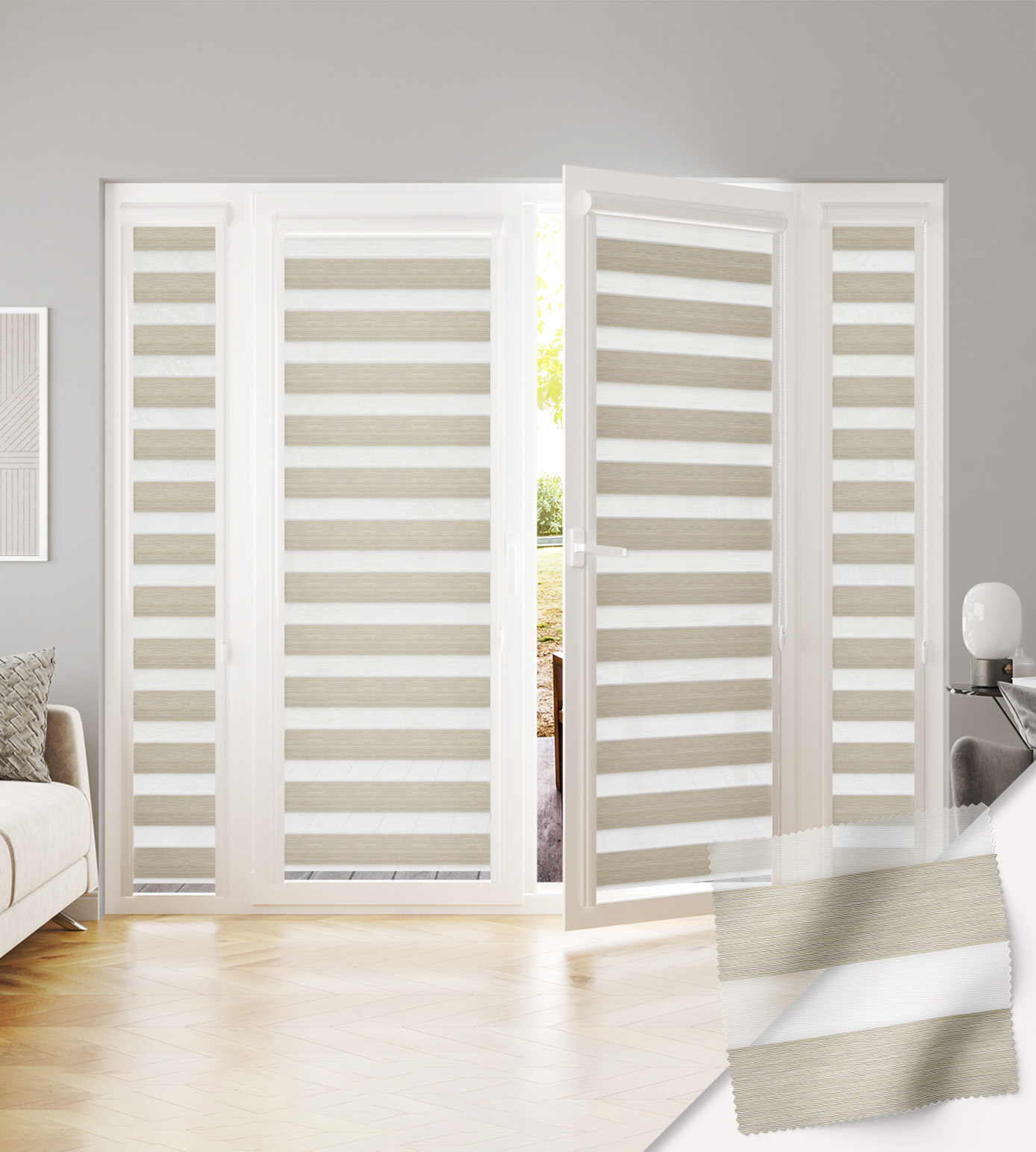 Perfectly Fitted Day & Night Blind - Zafira Beige Grey