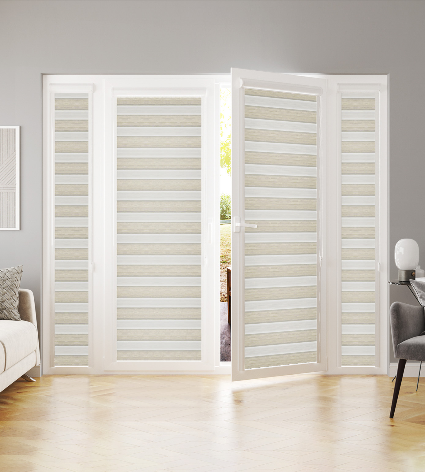 Perfectly Fitted Day & Night Blind - Zafira Beige Grey - Image 3