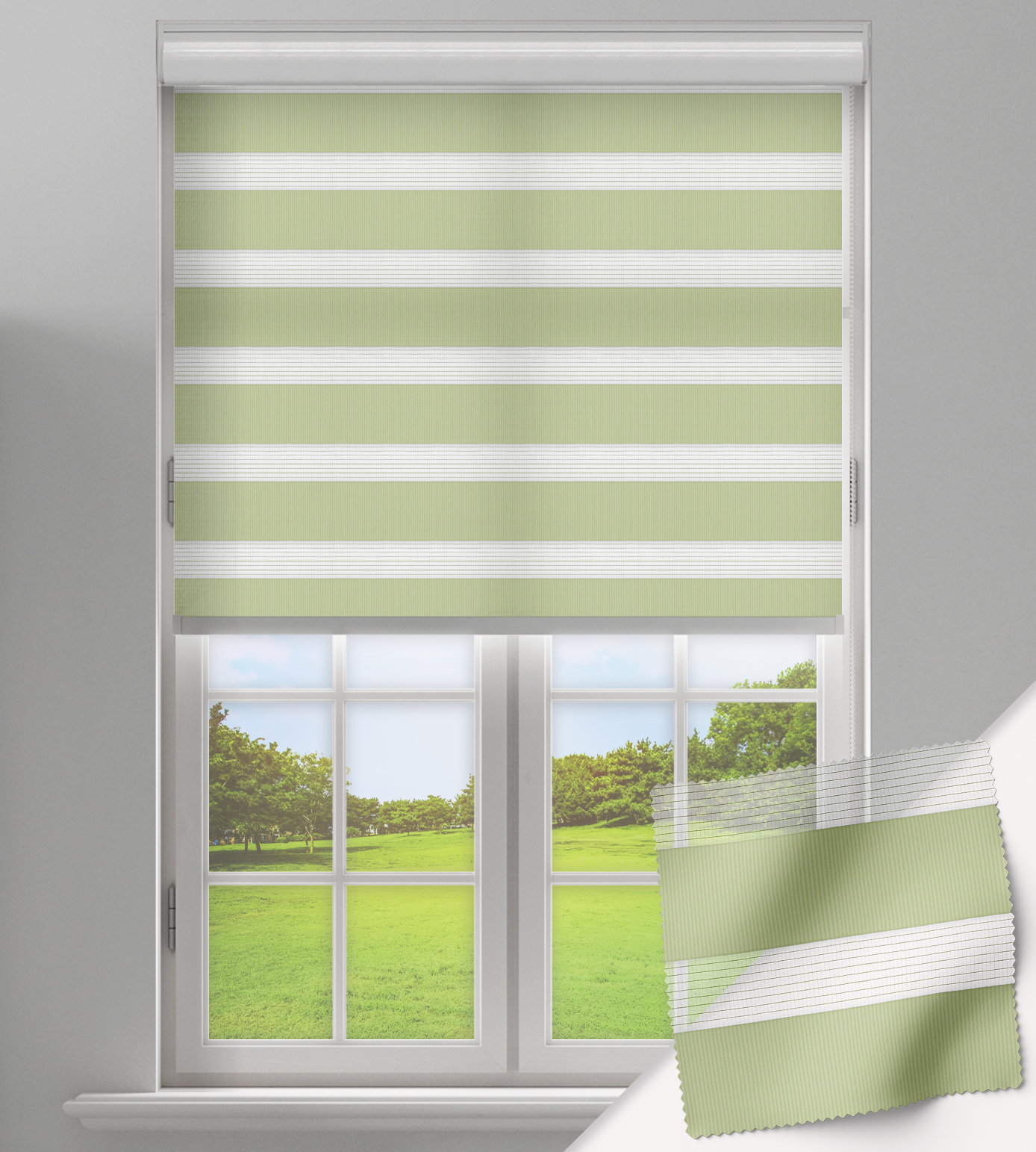 Day & Night Free-Hanging Blind - Seasons Green