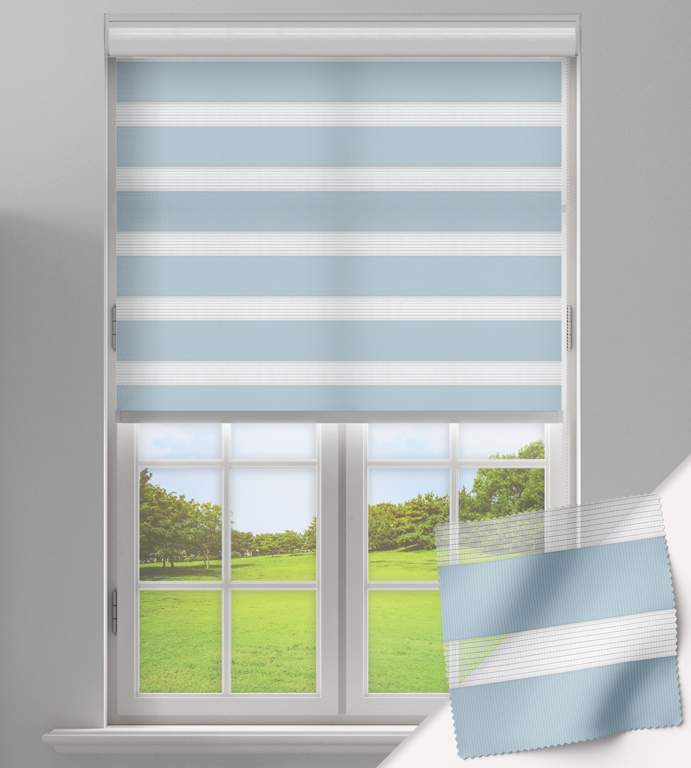 Day & Night Free-Hanging Blind - Seasons Ether Aqua Marine
