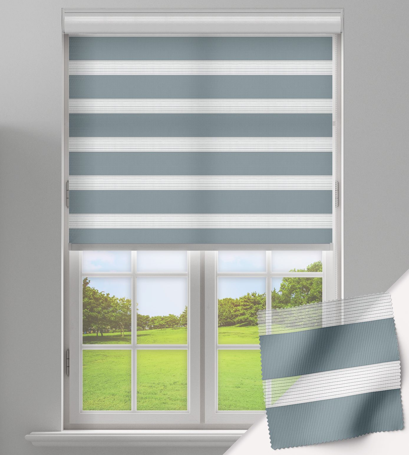 Day & Night Free-Hanging Blind - Seasons Citadel Light Green
