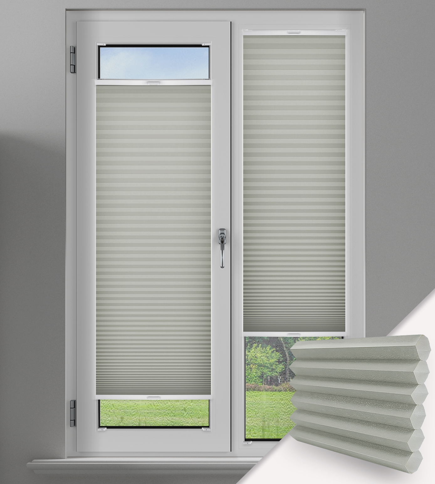 Pleated Perfectly Fitted Frameless Blind - Honeycomb Lexi Taupe Beige