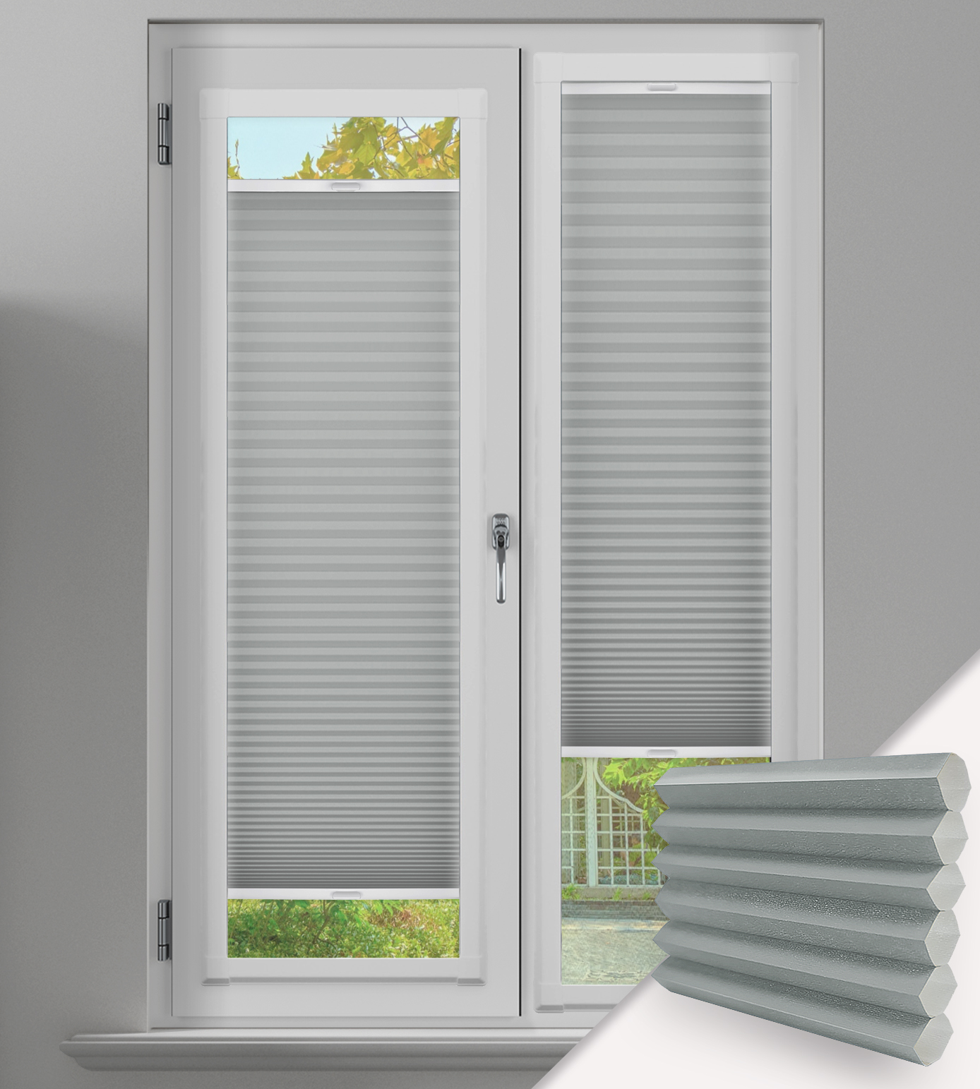 Perfect Fit Frame Pleated Blind - Honeycomb Lexi Dove Grey