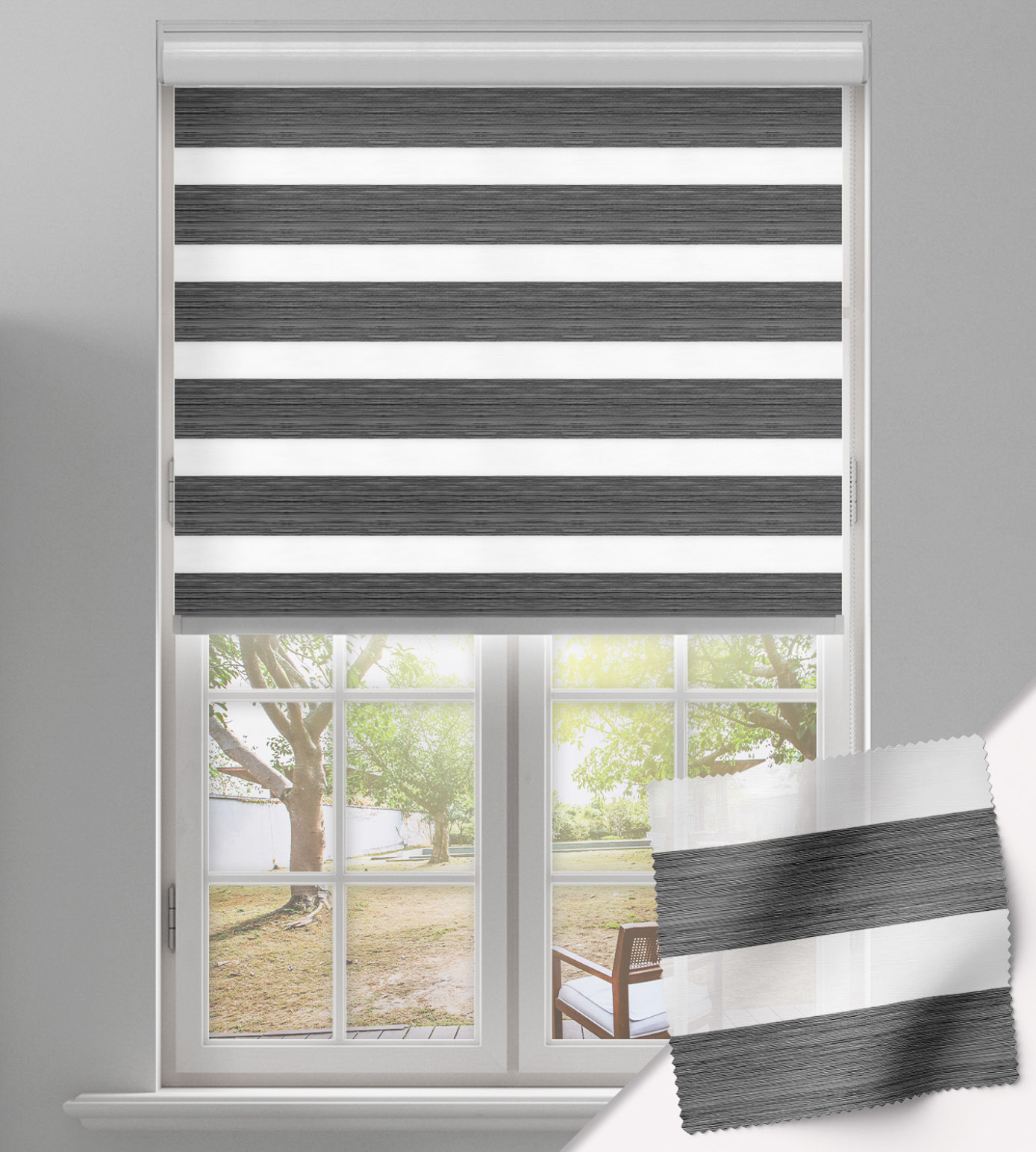 Day & Night Free-Hanging Blackout - Tango Dark Grey & Black