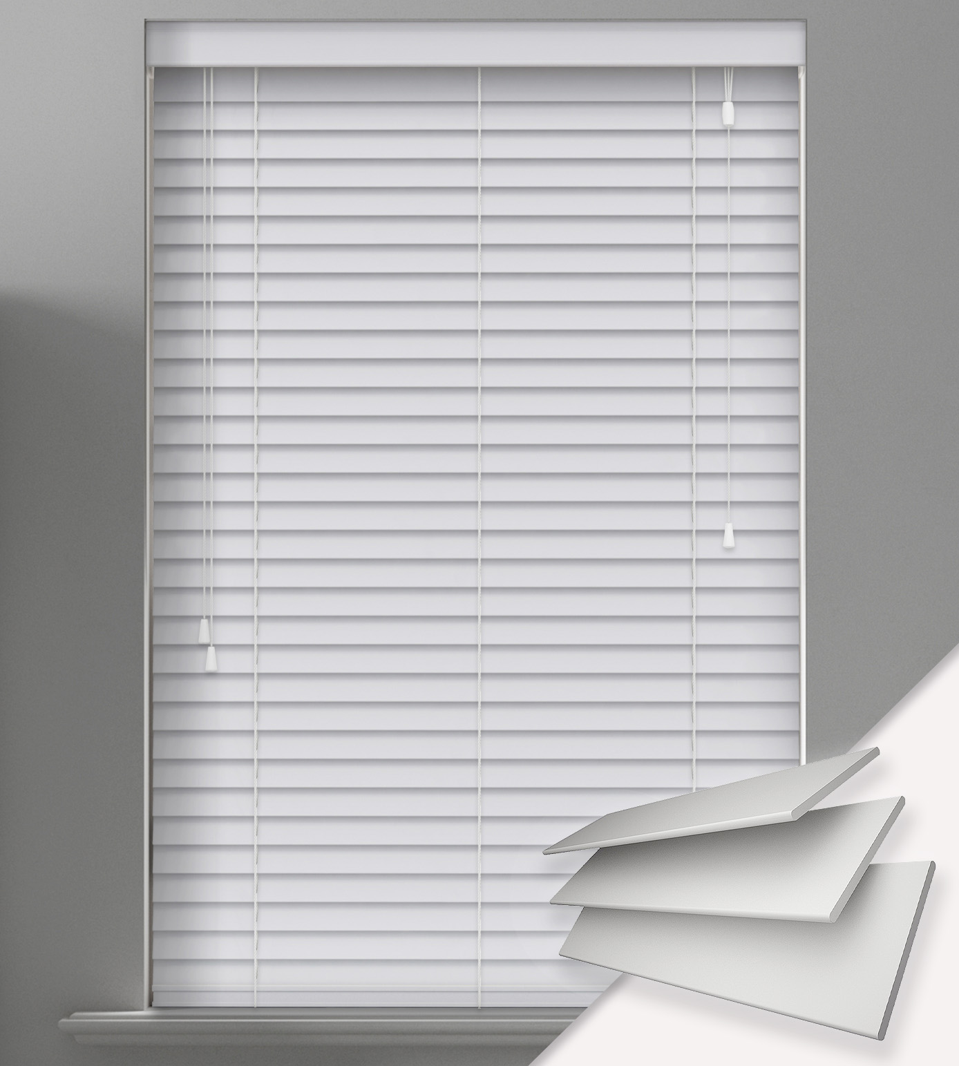Faux Wood Venetian Blind 50mm True White